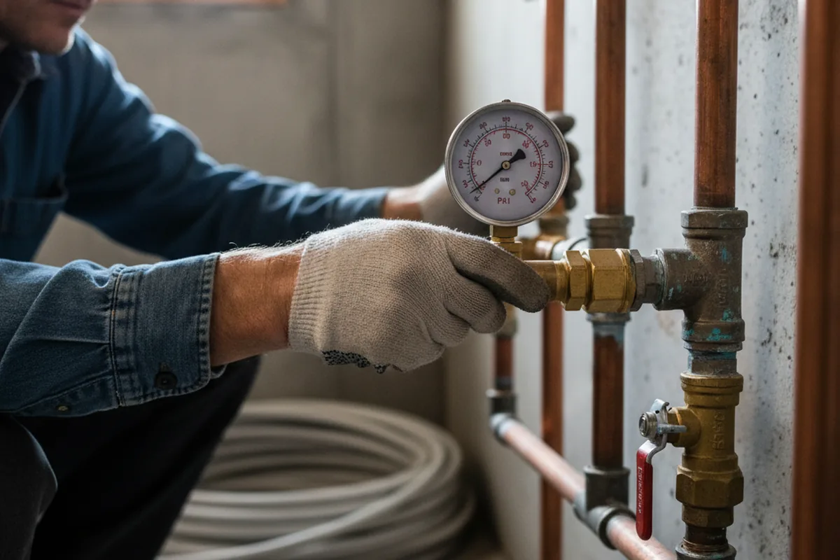 Pressure testing a repaired line during Water Line Repair in Blue Grass